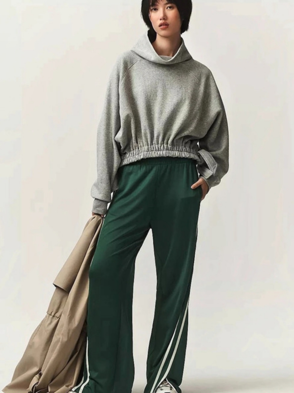 Anthropologie Daily Practice Long Sleeve Funnel Neck Sweatshirt Gray Women M